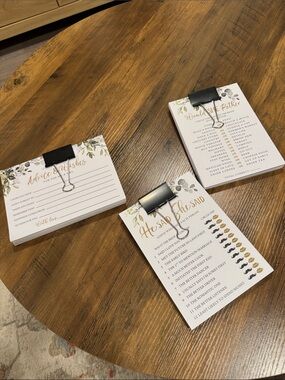 Wedding Game & Advice Cards Set - Floral Gold and Green